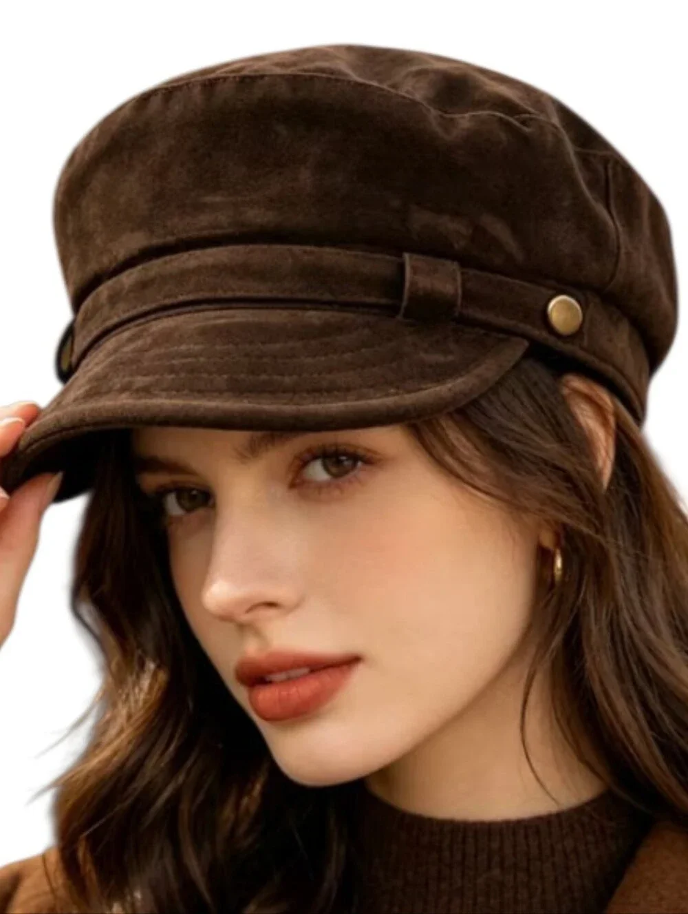 Black Velveteen News Boy Cap Peaky Blinders Grunge French Girl 2000s Pop Star